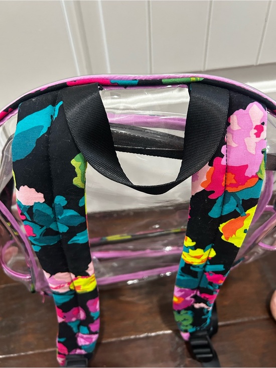 Vera Bradley Clear Backpack Hilo Meadow (with Pink Trim and Floral Accents)